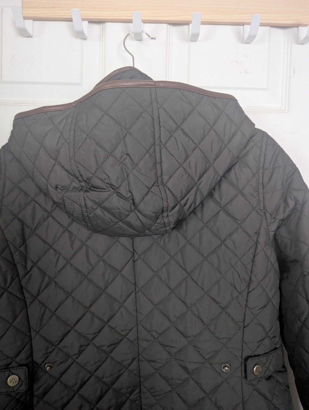 NWT Lauren Ralph Lauren Quilted Riding Coat Black M Equestrian Jacket - Picture 3 of 10